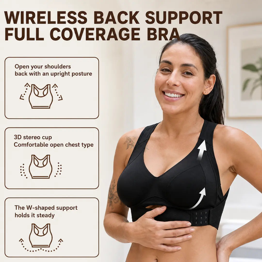 Posturé Bra — Women's Wireless Postural Correction Bra, Soft Breathable Moulded Cups, Yoga Fitness Sportswear for Gym & Daily Training