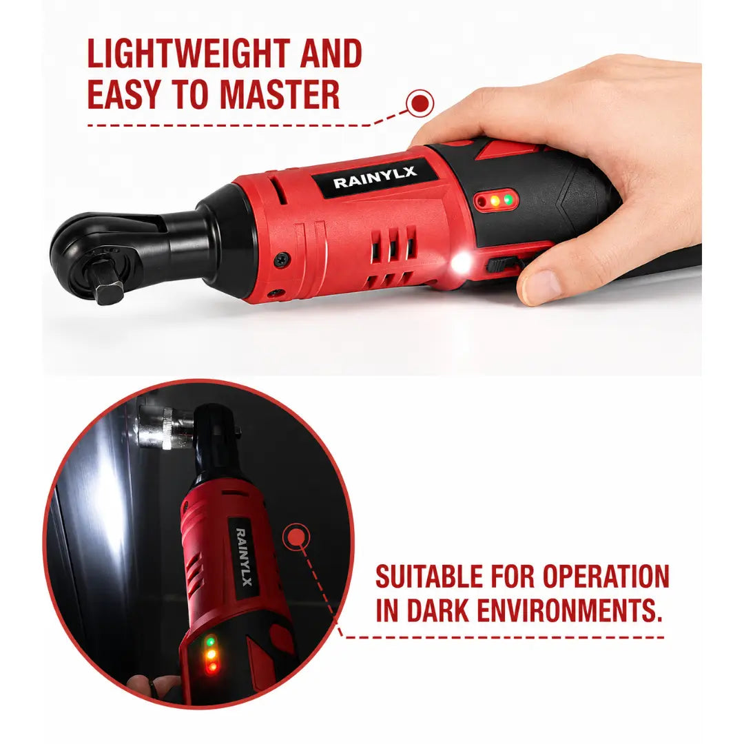 Rainlyx SX25 Cordless Electric Ratchet Wrench Set, 3/8" 12V Power Ratchet Tool Kit + Free Battery & Charger