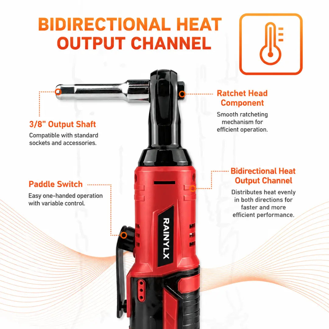 Rainlyx SX25 Cordless Electric Ratchet Wrench Set, 3/8" 12V Power Ratchet Tool Kit + Free Battery & Charger