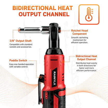 Rainlyx SX25 Cordless Electric Ratchet Wrench Set, 3/8" 12V Power Ratchet Tool Kit + Free Battery & Charger
