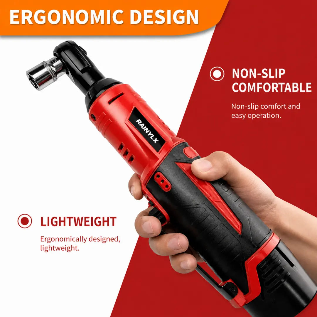 Rainlyx SX25 Cordless Electric Ratchet Wrench Set, 3/8" 12V Power Ratchet Tool Kit + Free Battery & Charger