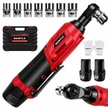 Rainlyx SX25 Draadloze Elektrische Ratelsleutel Set, 3/8" 12V Accu Ratel Gereedschapsset + Gratis Accu & Oplader