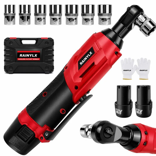 Rainlyx SX25 Cordless Electric Ratchet Wrench Set, 3/8" 12V Power Ratchet Tool Kit + Free Battery & Charger