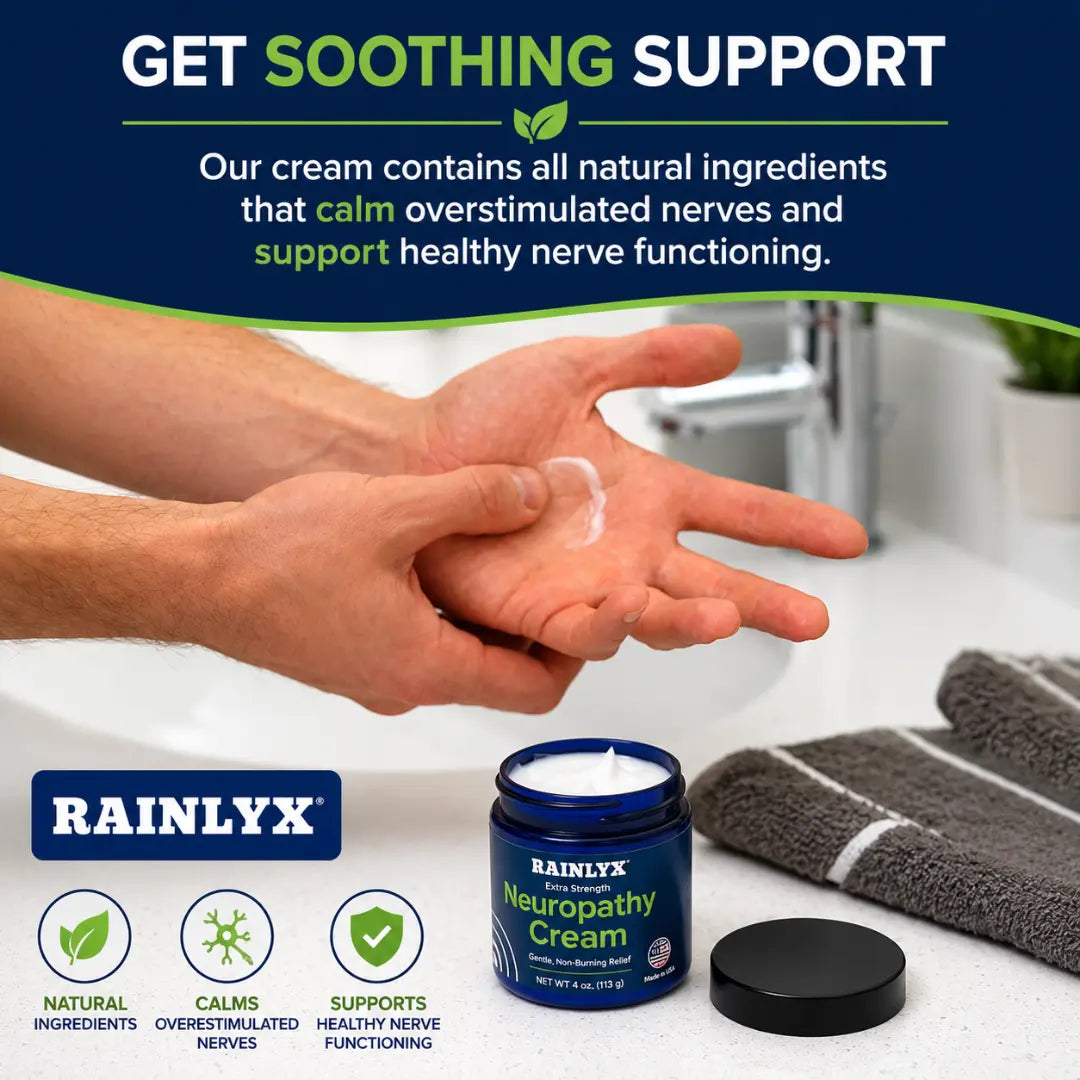 Rainlyx Crema para la Neuropatía - Crema Calmante para Pies, Piernas, Manos, etc. Aloe, Manteca de Karité, Clavo Suave, Cuidado Corporal Hidratante Diario