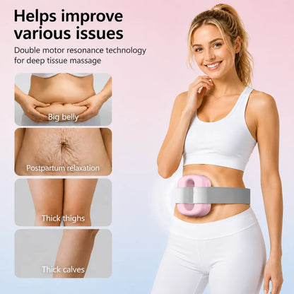 RAINLYX Fascia Ring Massager — Relieves Tight Core & Back Pain from Sitting All Day, Deep Tissue Vibration Belt for Postpartum Recovery, 9 Modes, Cordless