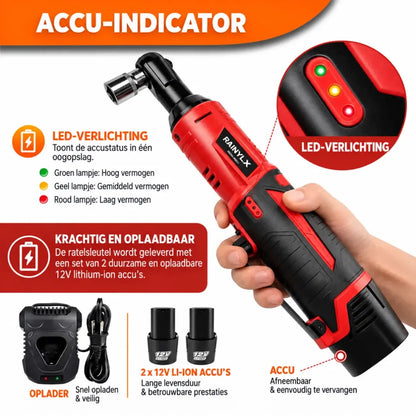 Rainlyx SX25 Draadloze Elektrische Ratelsleutel Set, 3/8" 12V Accu Ratel Gereedschapsset + Gratis Accu & Oplader