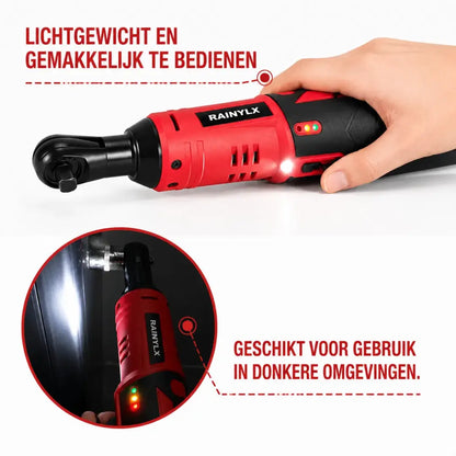 Rainlyx SX25 Draadloze Elektrische Ratelsleutel Set, 3/8" 12V Accu Ratel Gereedschapsset + Gratis Accu & Oplader