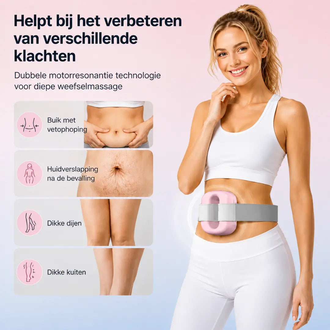 RAINLYX Fascia Ring Massageapparaat — Verlicht een gespannen taille en rugpijn door lang zitten, Vibratieriem voor diepe weefselmassage, ideaal voor postpartum herstel, 9 standen, snoerloos