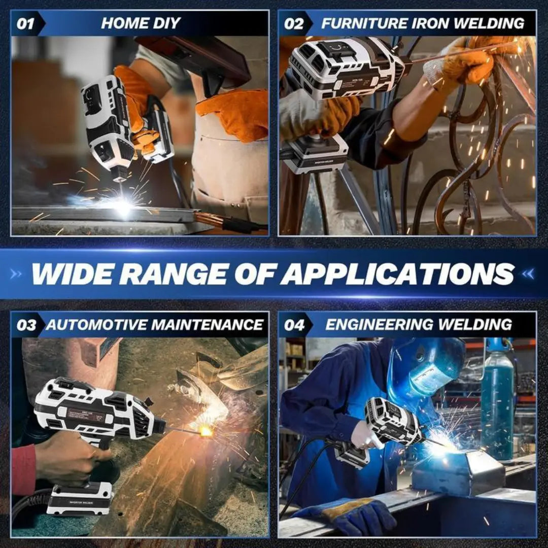 RAINLYX C9 — Portable Electric Welding Machine, 110V Handheld Welder with IGBT Inverter, 5 Adjustable Current Settings, ARC Welding Gun, Complete Kit with Helmet and Electrodes + FREE Battery + FREE Charger