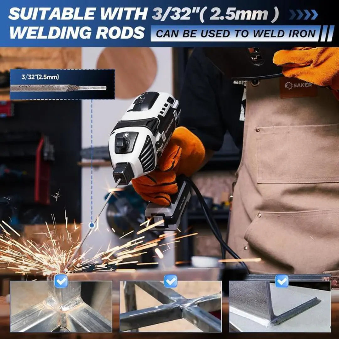 RAINLYX C9 — Portable Electric Welding Machine, 110V Handheld Welder with IGBT Inverter, 5 Adjustable Current Settings, ARC Welding Gun, Complete Kit with Helmet and Electrodes + FREE Battery + FREE Charger