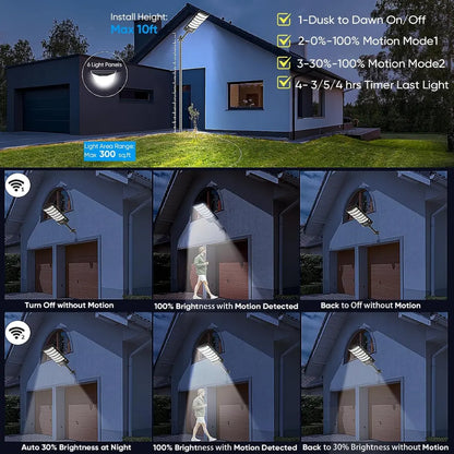 Rainlyx 2 Pack SolarBeam Outdoor Waterproof Motion Sensor LED Solar Powered Flood Light with Remote Control