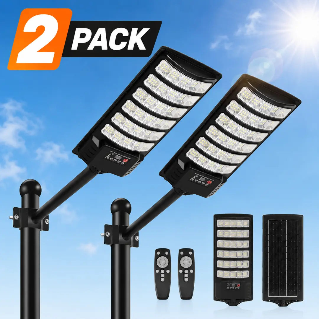 Rainlyx 2 Pack SolarBeam Outdoor Waterproof Motion Sensor LED Solar Powered Flood Light with Remote Control