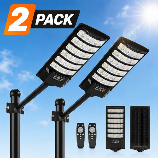 Rainlyx 2 Pack SolarBeam Outdoor Waterproof Motion Sensor LED Solar Powered Flood Light with Remote Control