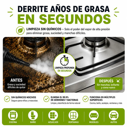 Limpiador a vapor portátil con 12 accesorios, limpieza profunda para cocina, baño, hogar y automóvil