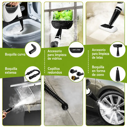 Limpiador a vapor portátil con 12 accesorios, limpieza profunda para cocina, baño, hogar y automóvil