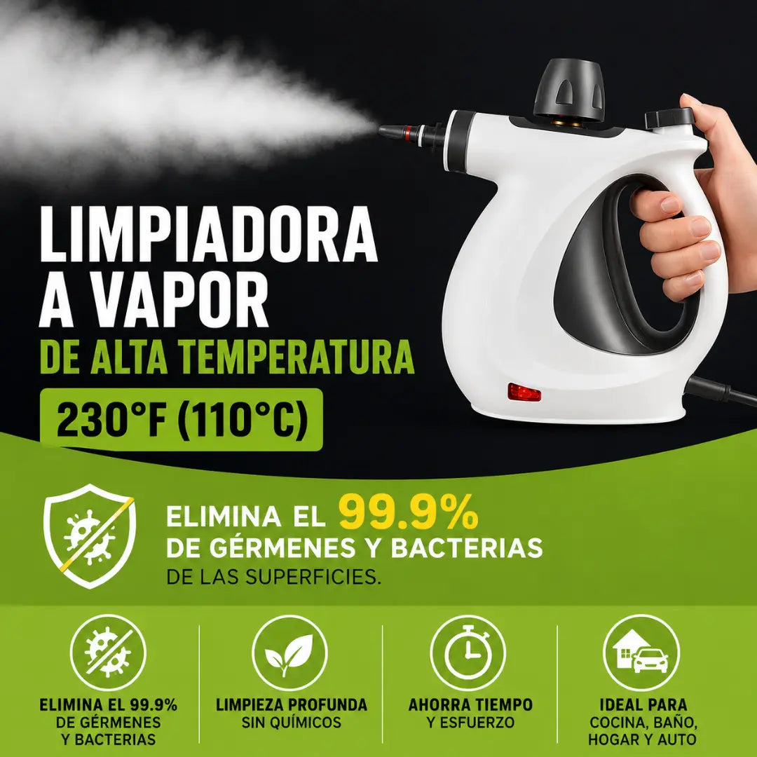 Limpiador a vapor portátil con 12 accesorios, limpieza profunda para cocina, baño, hogar y automóvil